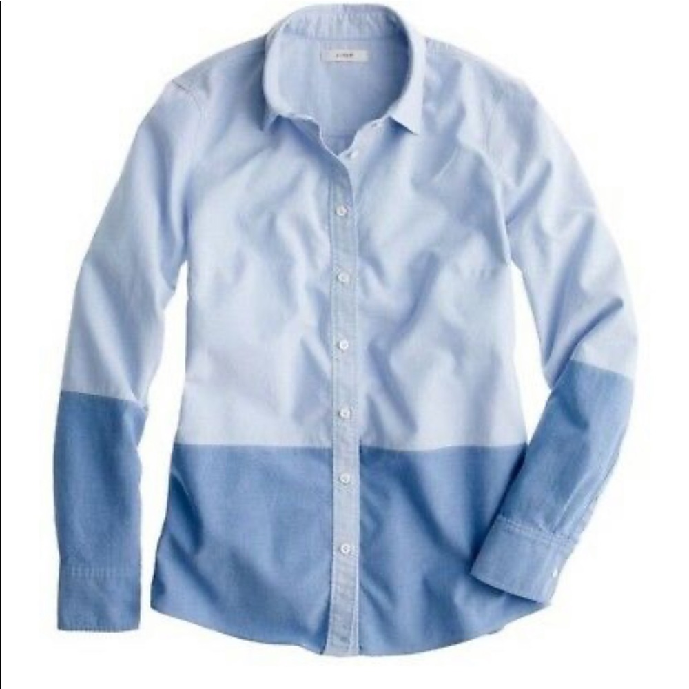 Jcrew blue colorblock boy oxford shirt